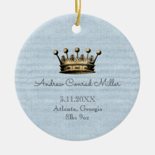 Blue Baby Boy Ankündigung von Gold Crown Keramik Ornament
