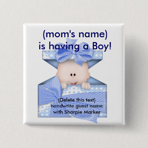 Blue Baby Boy Baby Dusche Name Buttone Button