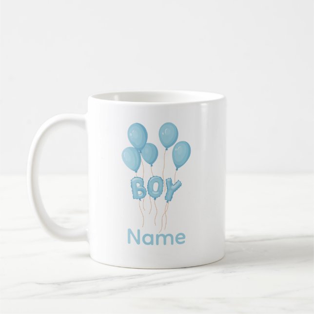 Blue Baby Boy Balloon Celebration  Kaffeetasse (Links)