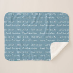 Blue Baby Boy Blanket Individuelle Name wiederholt Sherpadecke