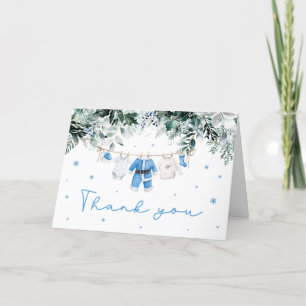 Blue Baby Boy Christmas Santa Baby Baby Dusche Dankeskarte