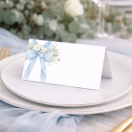 Blue Baby Boy Coquette Bow Eucalyptus Platzkarte