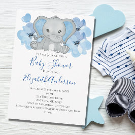 Blue Baby Boy Elephant Baby Dusche Blume Ballon Einladung
