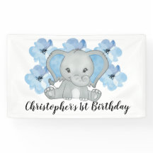 Blue Baby Boy Elephant Blume Geburtstag