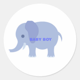 Blue Baby Boy Elephant Runder Aufkleber