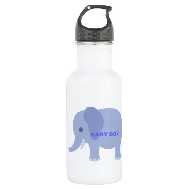 Blue Baby Boy Elephant Trinkflasche (Vorderseite)