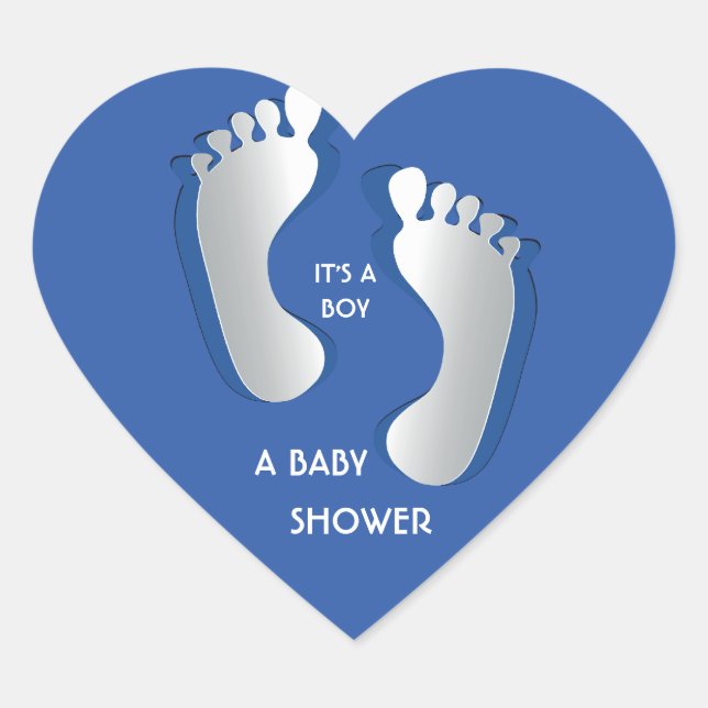 Blue Baby Boy FootPrints Baby Shower Sticker (Vorderseite)