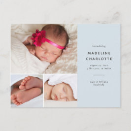 Blue Baby Boy Foto Collage Geburtsankündigung Postkarte