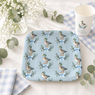 Blue Baby Boy Mallard Duck Baby Duck Pappteller