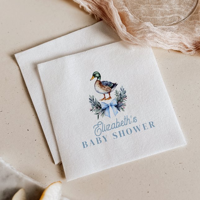 Blue Baby Boy Mallard Duck Baby Duck Serviette (Blue Baby Boy Mallard Duck Baby Shower Napkins)