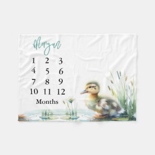 Blue Baby Boy Milestone Blanket Enten Fleecedecke