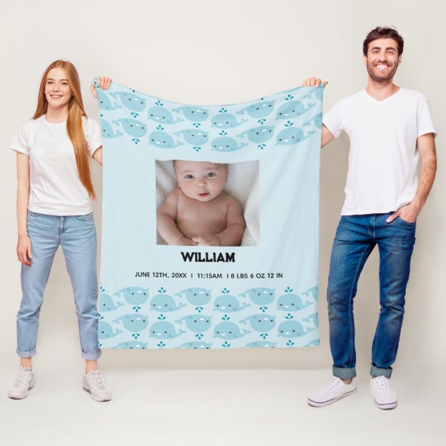 Blue Baby Boy Name Geburtsdatum | Foto Baby Fleecedecke (Beispiel)