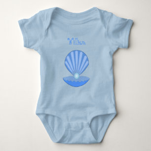 Blue Baby Boy Oyster Muschel und Pearl Individuell Strampler