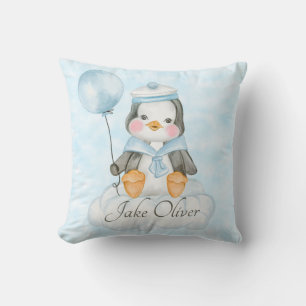 Blue Baby Boy Penguin Kissen