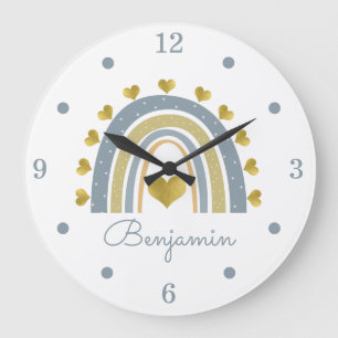 Blue Baby Boy Rainbow Kinderzimmer Akrylic Wall Cl Große Wanduhr