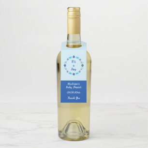 Blue Baby Boy Schmetterlinge und Blume Babydusche Flaschenanhänger