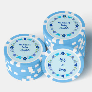 Blue Baby Boy Schmetterlinge und Blume Babydusche Pokerchips