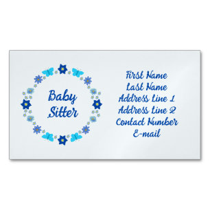 Blue Baby Boy Schmetterlinge und Blume Babysitter Magnetische Visitenkarte