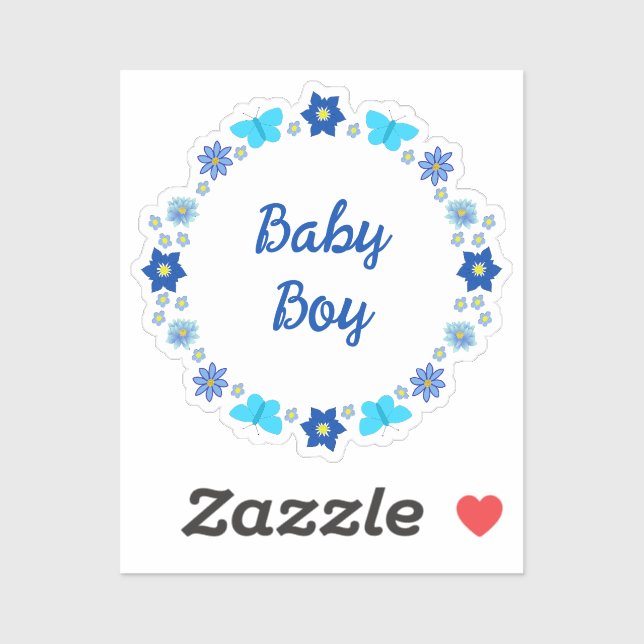 Blue Baby Boy Schmetterlinge und Blume Custom Aufkleber (Blatt)