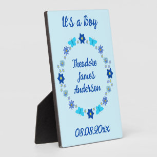 Blue Baby Boy Schmetterlinge und Blume Custom Fotoplatte