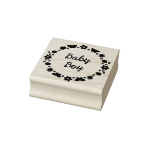 Blue Baby Boy Schmetterlinge und Blume Custom Gummistempel