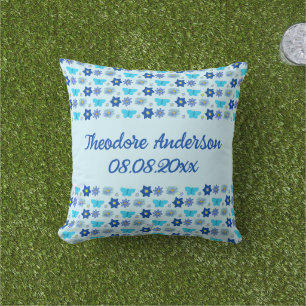 Blue Baby Boy Schmetterlinge und Blume Custom Kissen