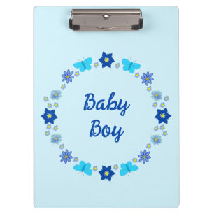 Blue Baby Boy Schmetterlinge und Blume Custom Klemmbrett