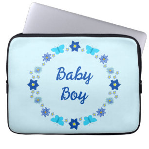 Blue Baby Boy Schmetterlinge und Blume Custom Laptopschutzhülle
