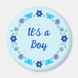 Blue Baby Boy Schmetterlinge und Blume Custom Magnet
