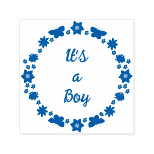 Blue Baby Boy Schmetterlinge und Blume Custom Permastempel