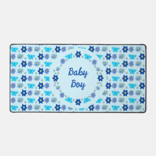 Blue Baby Boy Schmetterlinge und Blume Custom Schreibtischunterlage