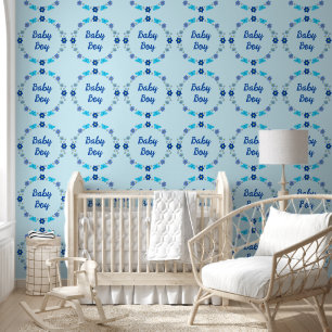 Blue Baby Boy Schmetterlinge und Blume Custom Tapete