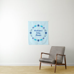 Blue Baby Boy Schmetterlinge und Blume Custom Wandteppich