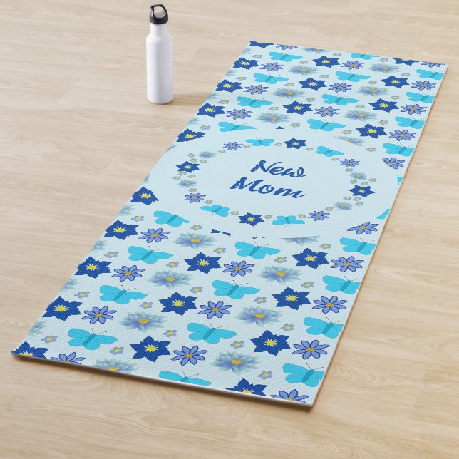 Blue Baby Boy Schmetterlinge und Blume Custom Yogamatte (Beispiel)