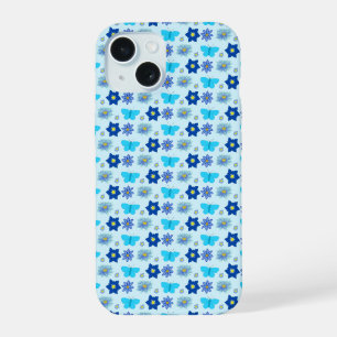 Blue Baby Boy Schmetterlinge und Blume Gemustert iPhone 15 Hülle
