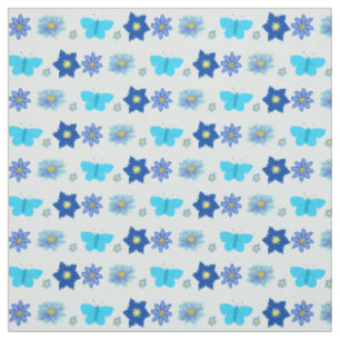 Blue Baby Boy Schmetterlinge und Blume Gemustert Stoff