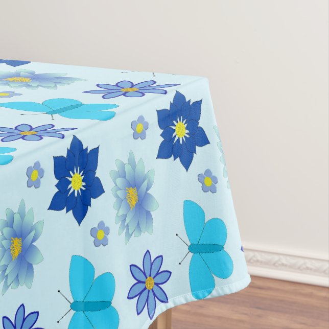Blue Baby Boy Schmetterlinge und Blume Gemustert Tischdecke (Beispiel)