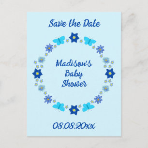 Blue Baby Boy Schmetterlinge und Blume Save the Da Postkarte
