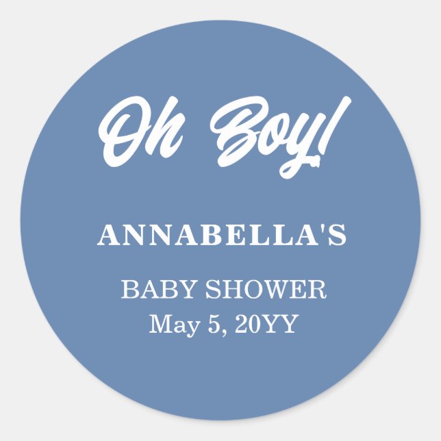 Blue Baby Boy Shower Classic Round Sticker (Vorderseite)