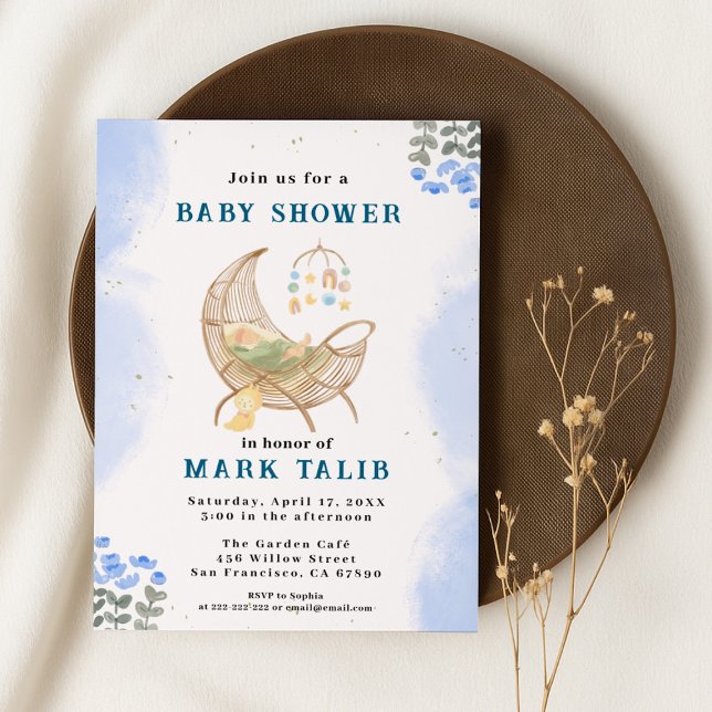 Blue Baby Boy Shower Invitation – Customizable Einladung (Von Creator hochgeladen)