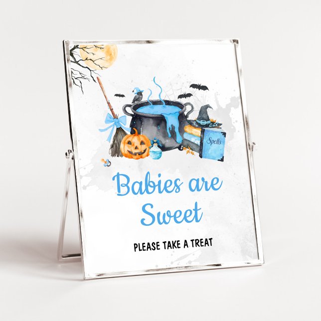 Blue Baby braut Hexen-Babys sind süß Schild (Boy Halloween Witch Baby Shower Babies are Sweet Sign)