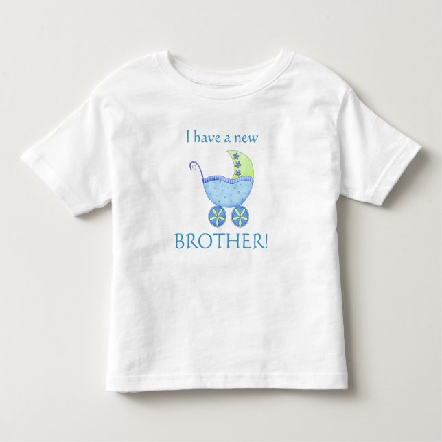 Blue Baby Buggy "I have a New Brother" Kleinkind Kleinkind T-shirt (Vorderseite)