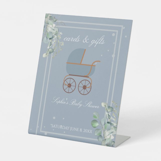 Blue Baby Carriage Cards & Gift Sockelschild (Vorderseite)