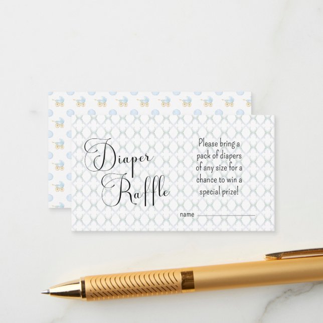 Blue Baby Carriage Pattern Diaper Raffekarte Begleitkarte (Vorderseite/Rückseite Beispiel)