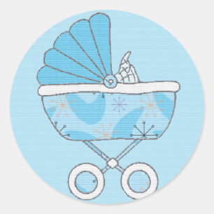 Blue Baby Carriage Sticker