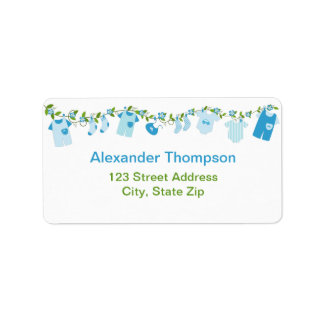 Blue Baby Clothesline Address Labels Adressaufkleber
