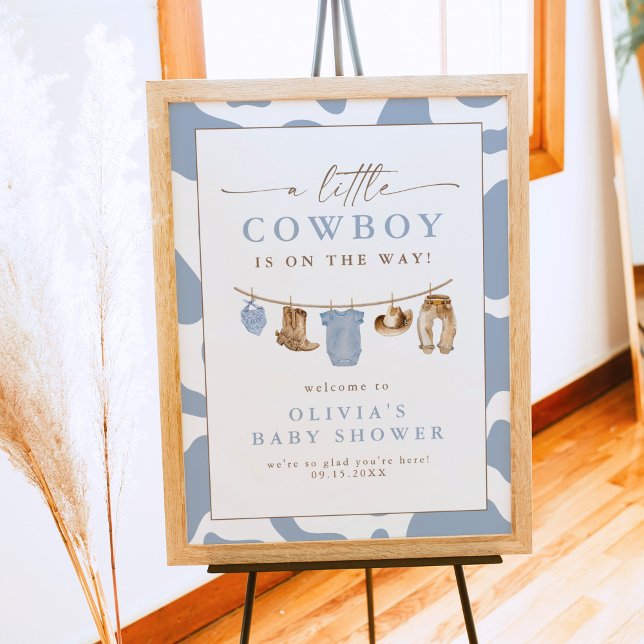 Blue Baby Clothesline Little Cowboy Baby Dusche Poster (Von Creator hochgeladen)