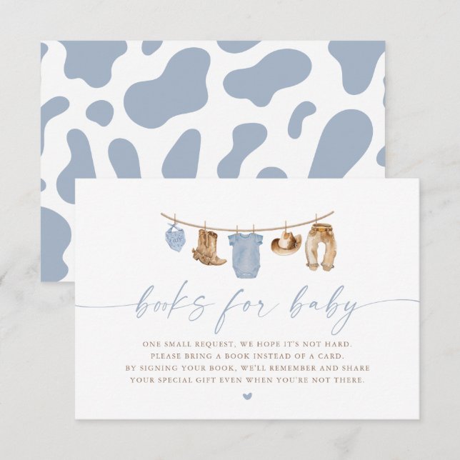 Blue Baby Clothesline Little Cowboy Baby Shower Einladung (Vorne/Hinten)