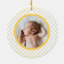 Blue Baby Dino | First Christmas Yellow Polka Dot Keramik Ornament