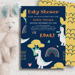 Blue Baby Dinosaur Rainbow Niedlich Baby Dusche Einladung